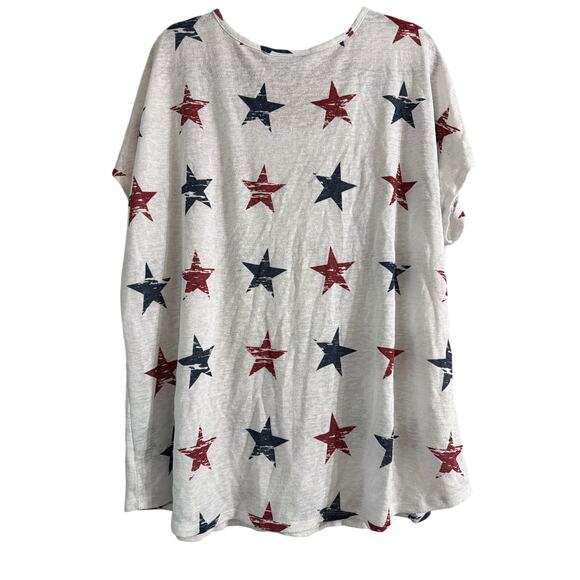 Lane Bryant Women's Plus Size Red White Blue Star Top Size 22/24 3X - Picture 2 of 6